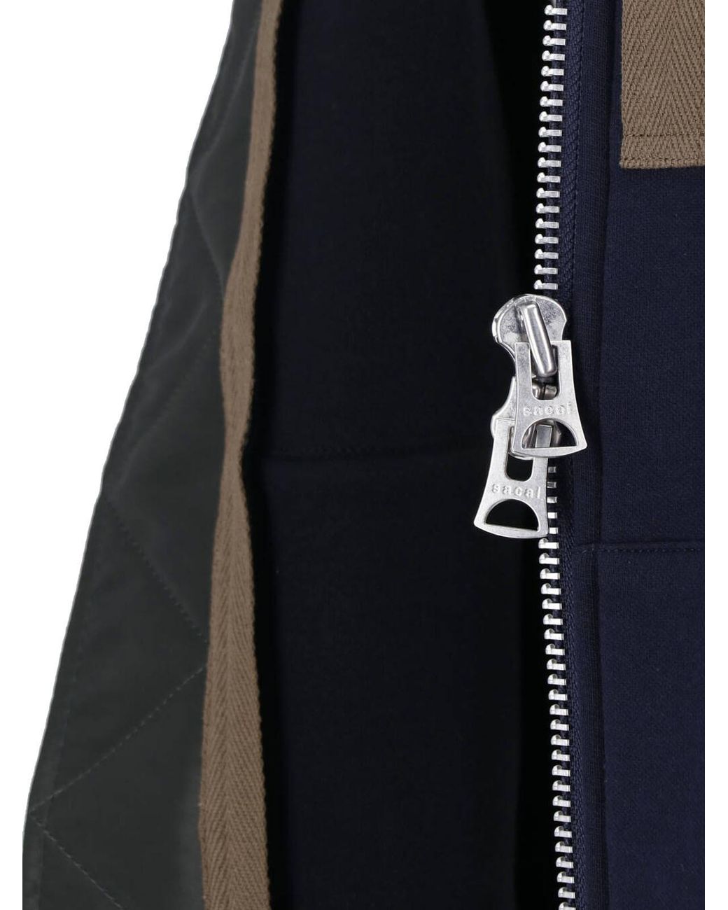 Sacai Blue Panelled Zip-Up Hoodie for men