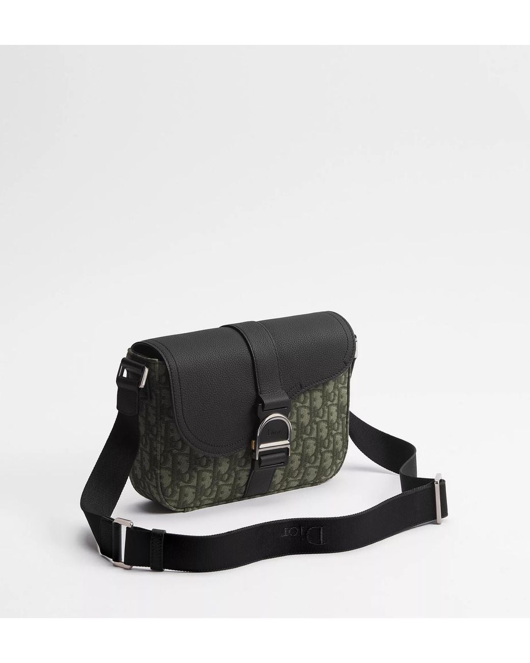 Dior Black Heritage Saddle Flap Messenger Bag for men