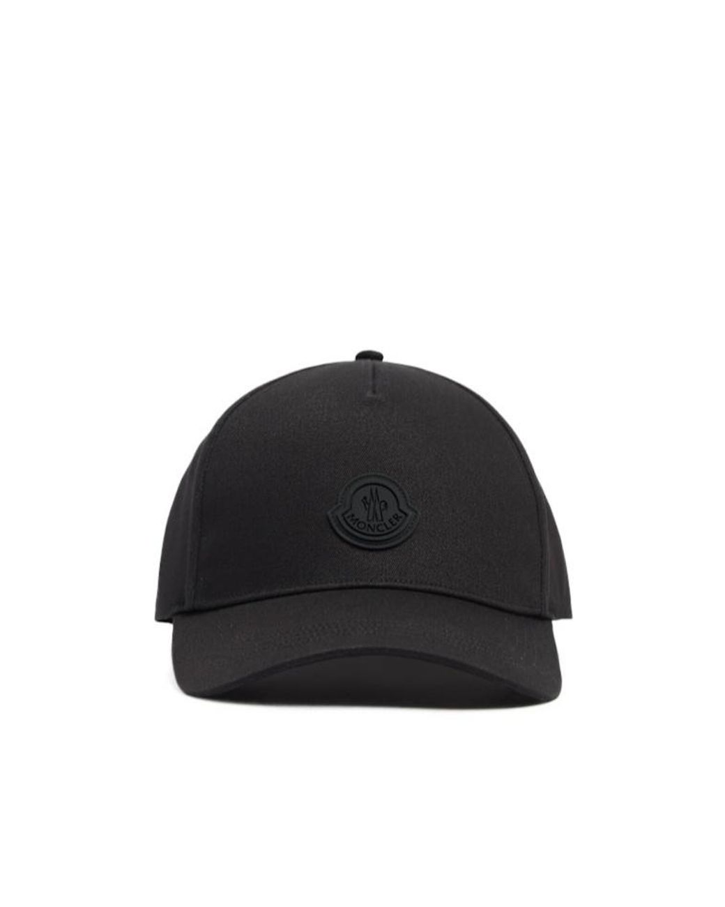 Moncler Black Logo Cotton Gabardine Baseball Cap for men