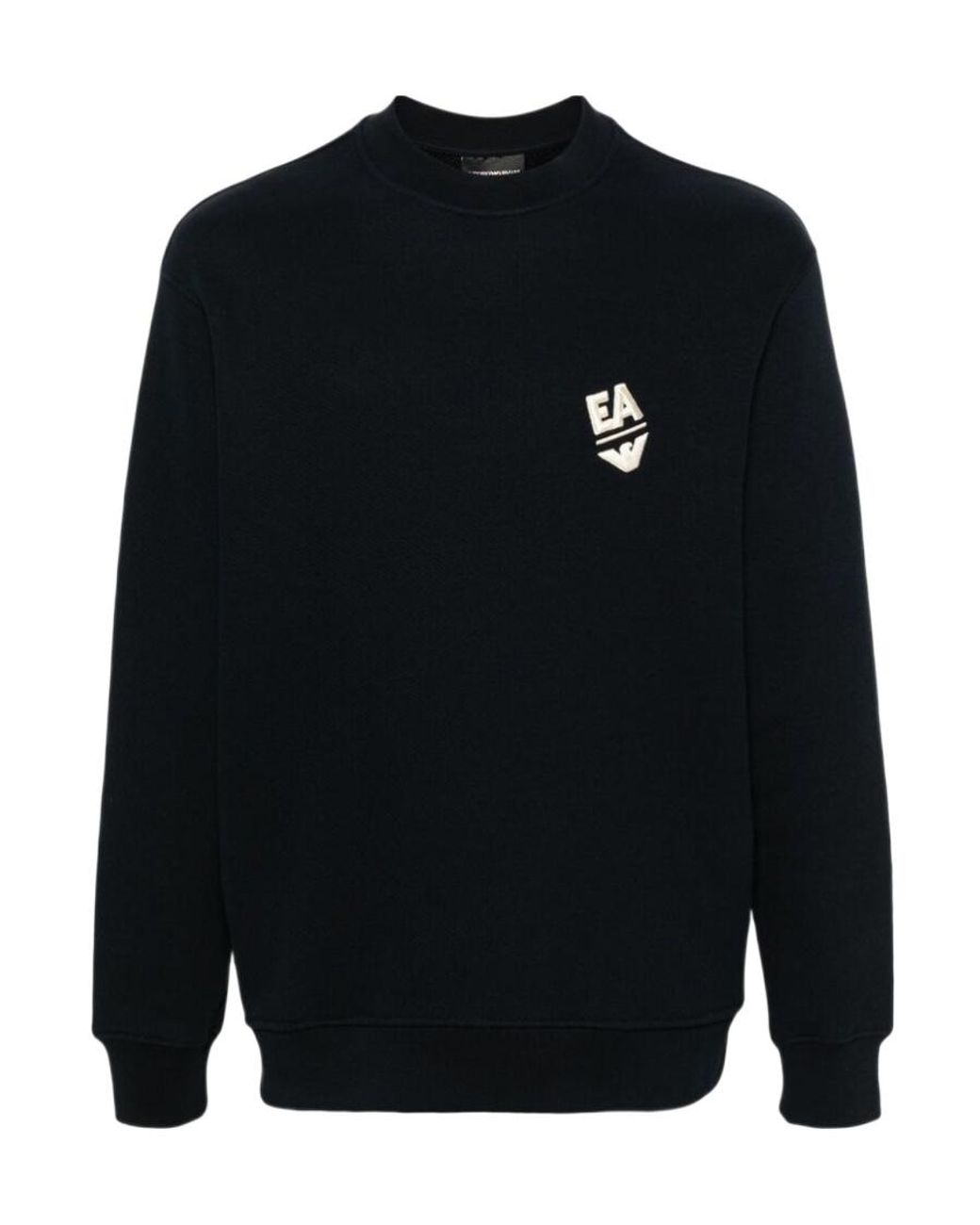 Emporio Armani Black Logo-Appliqué Cotton Sweatshirt for men