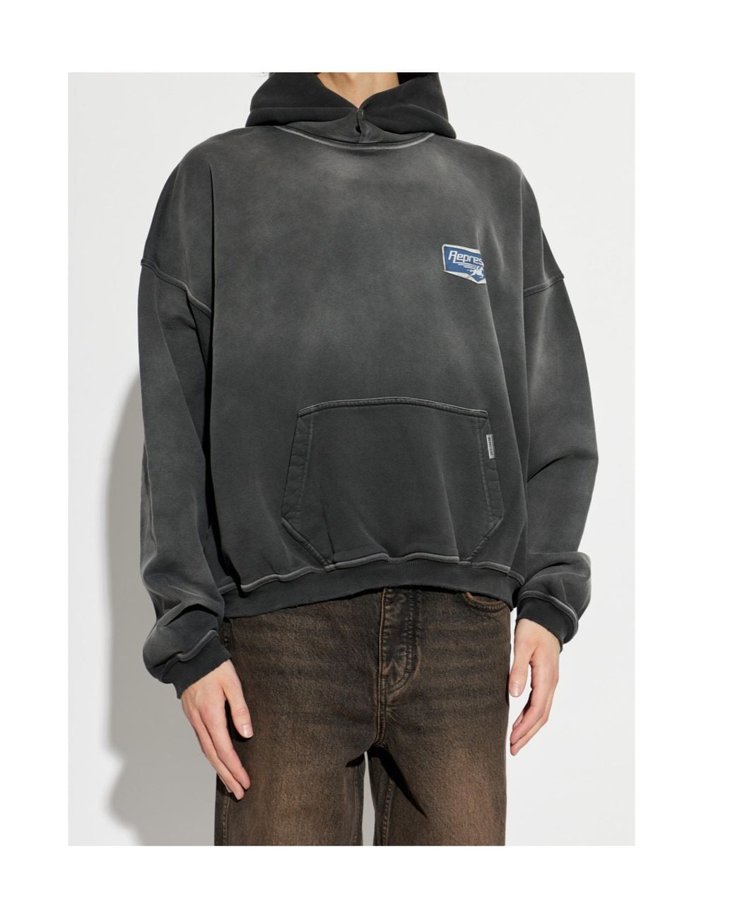 Represent Gray Logo Print Hoodies for men