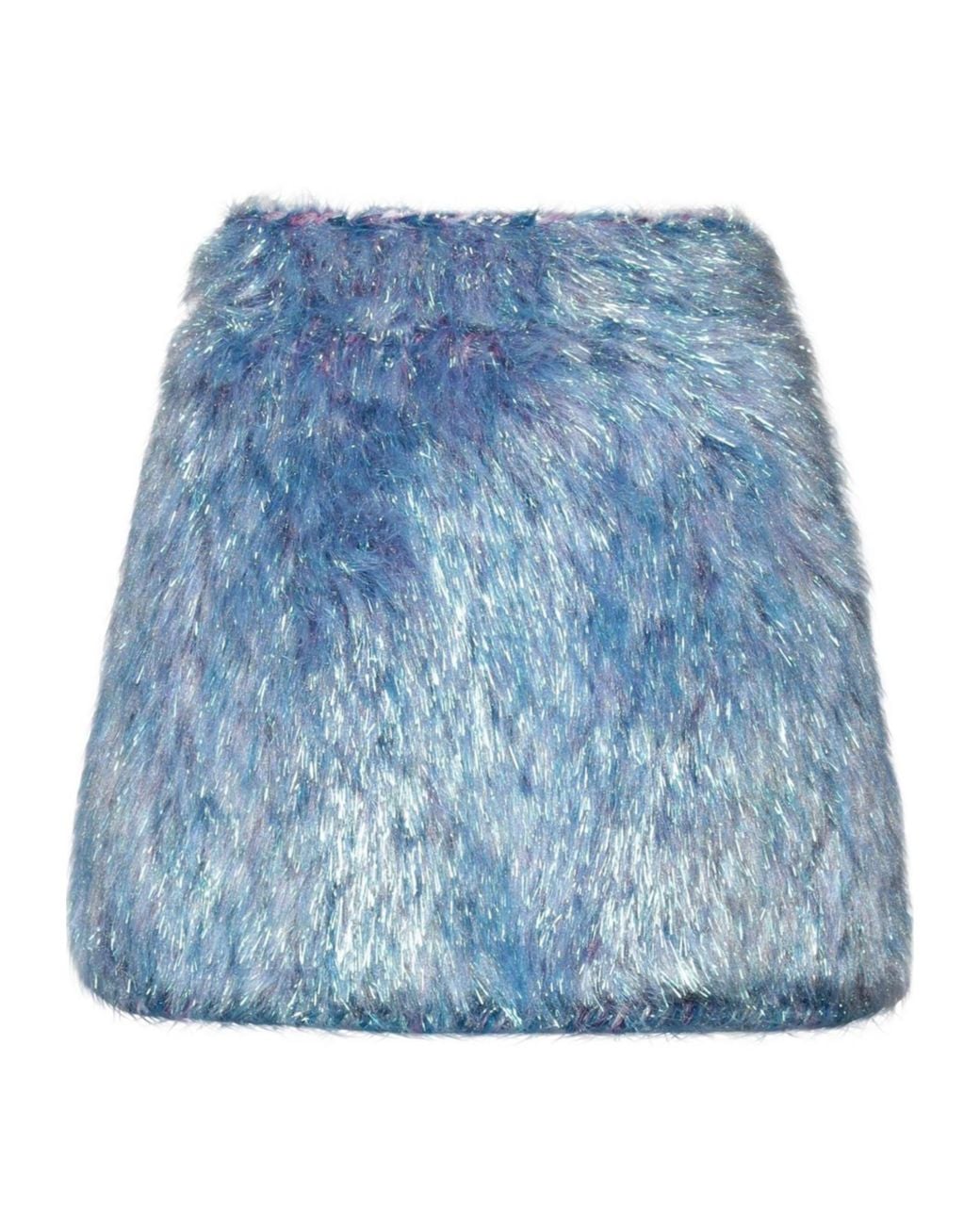 Dolce & Gabbana Blue Multi-Colored Plush Umbrella Skirt