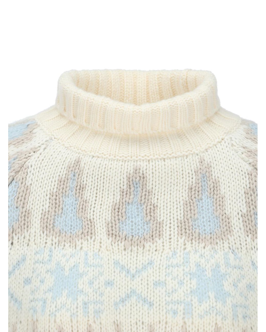 Herno Gray Fair Isle Turtleneck Knitted Sweater