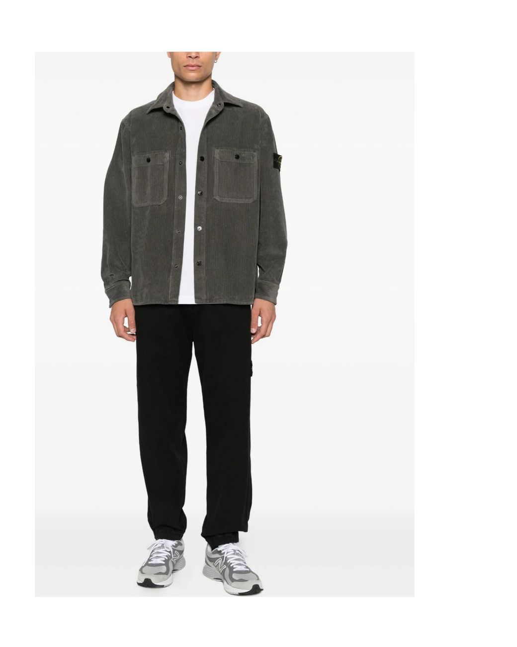 Stone Island White Crewneck Straight Hem T-Shirt for men