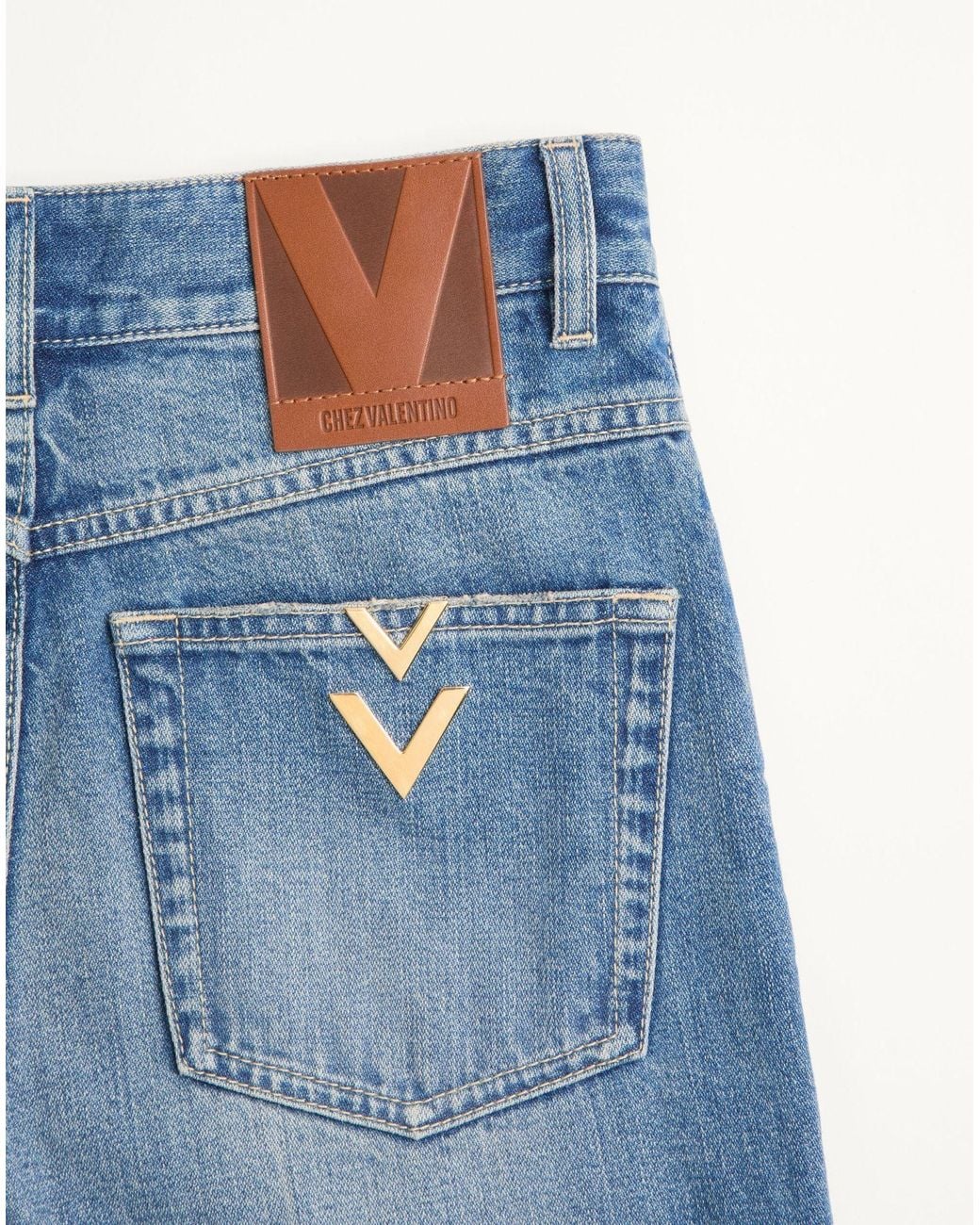 Valentino Blue Button Detailed Flared Jeans