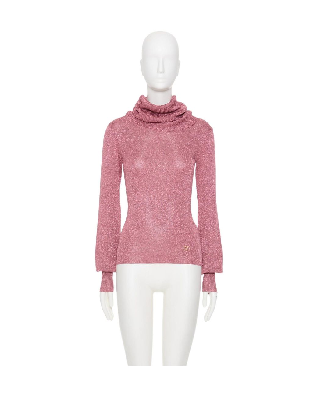 Valentino Red Logo Plaque Turtleneck Jumper