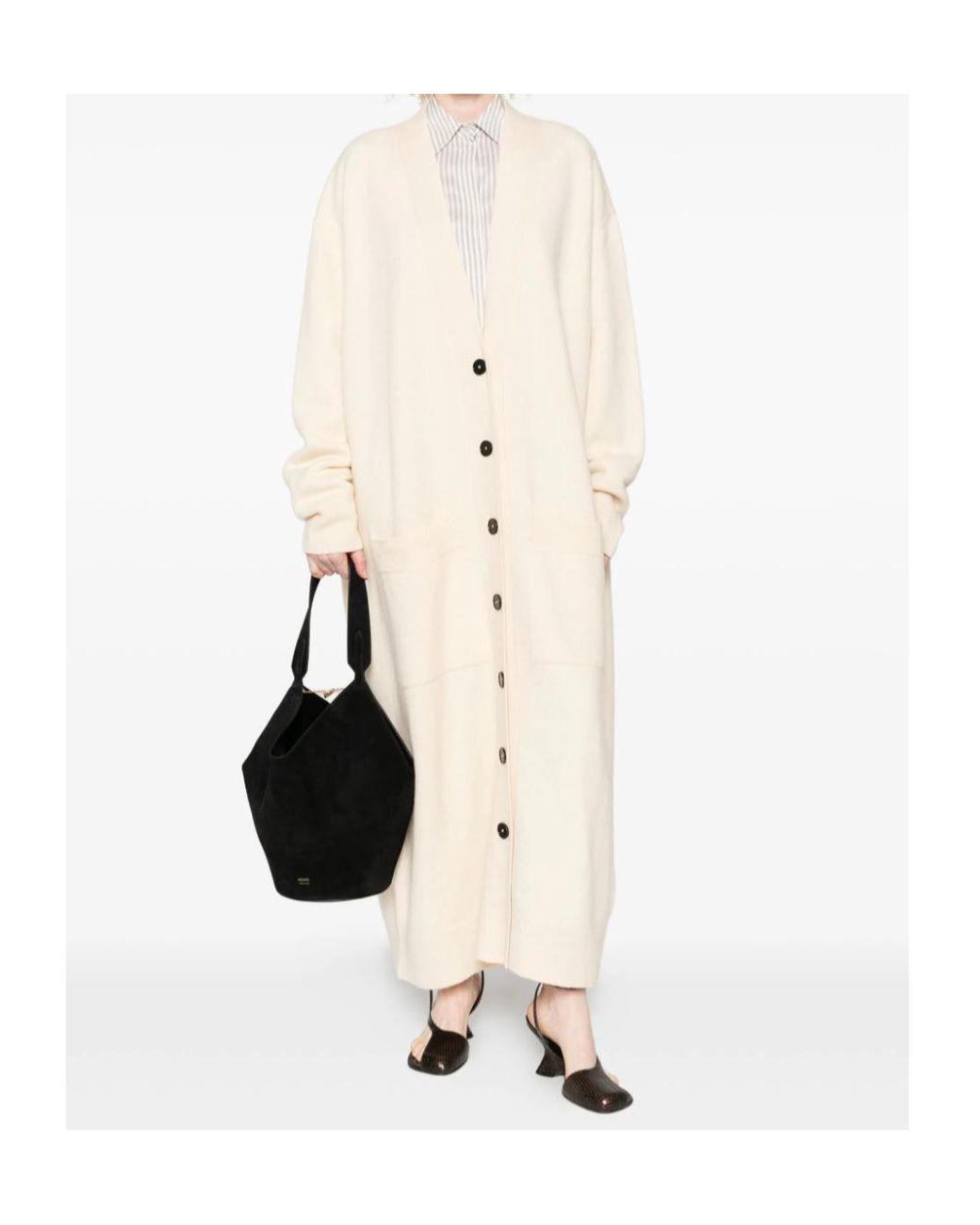 Jil Sander White Button-Front Coat