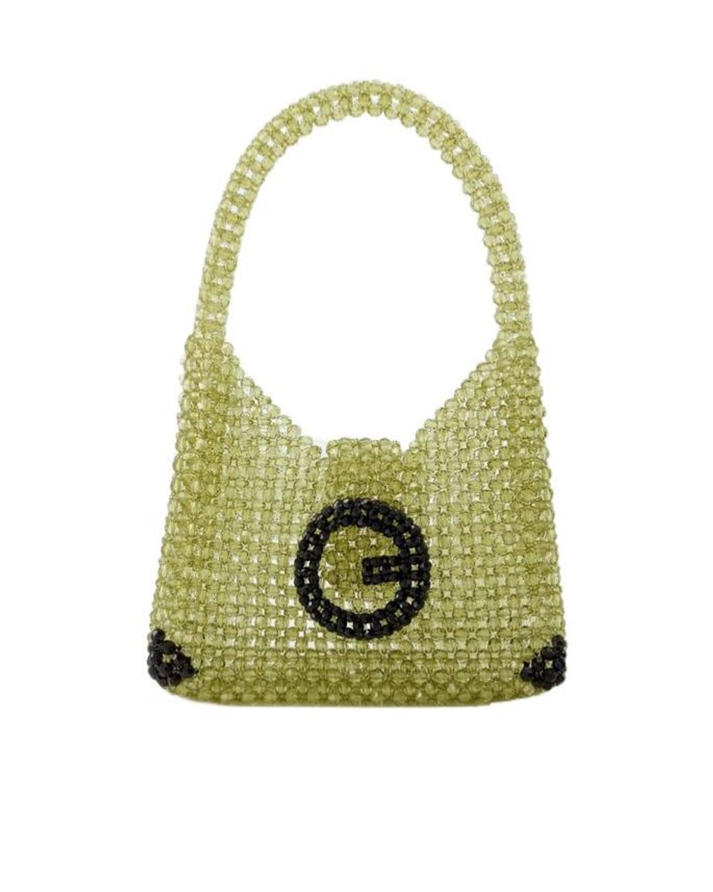 Germanier Green Beaded Hobo Shoulder Bag
