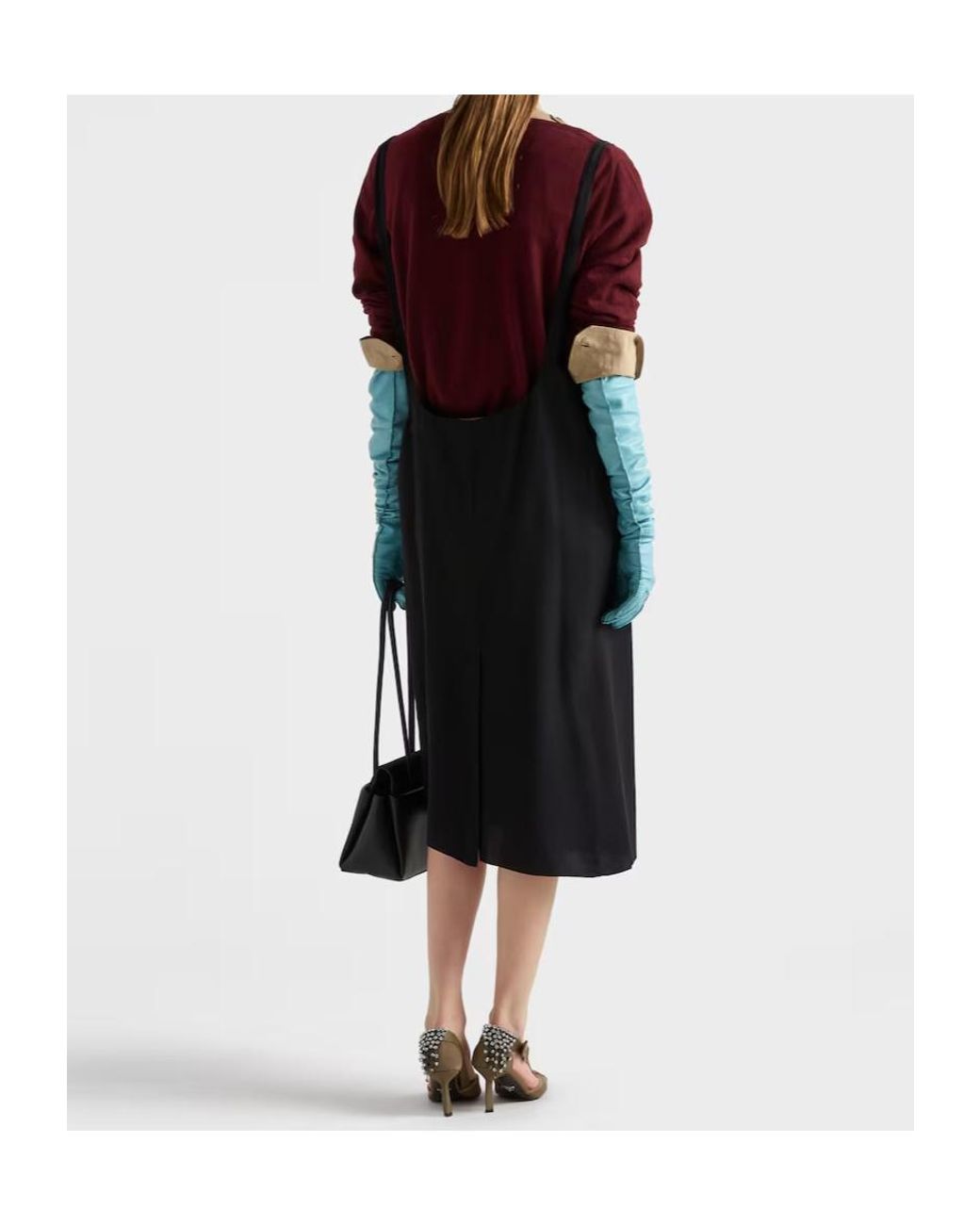 Prada Black Crepe Skirt With Suspender Straps