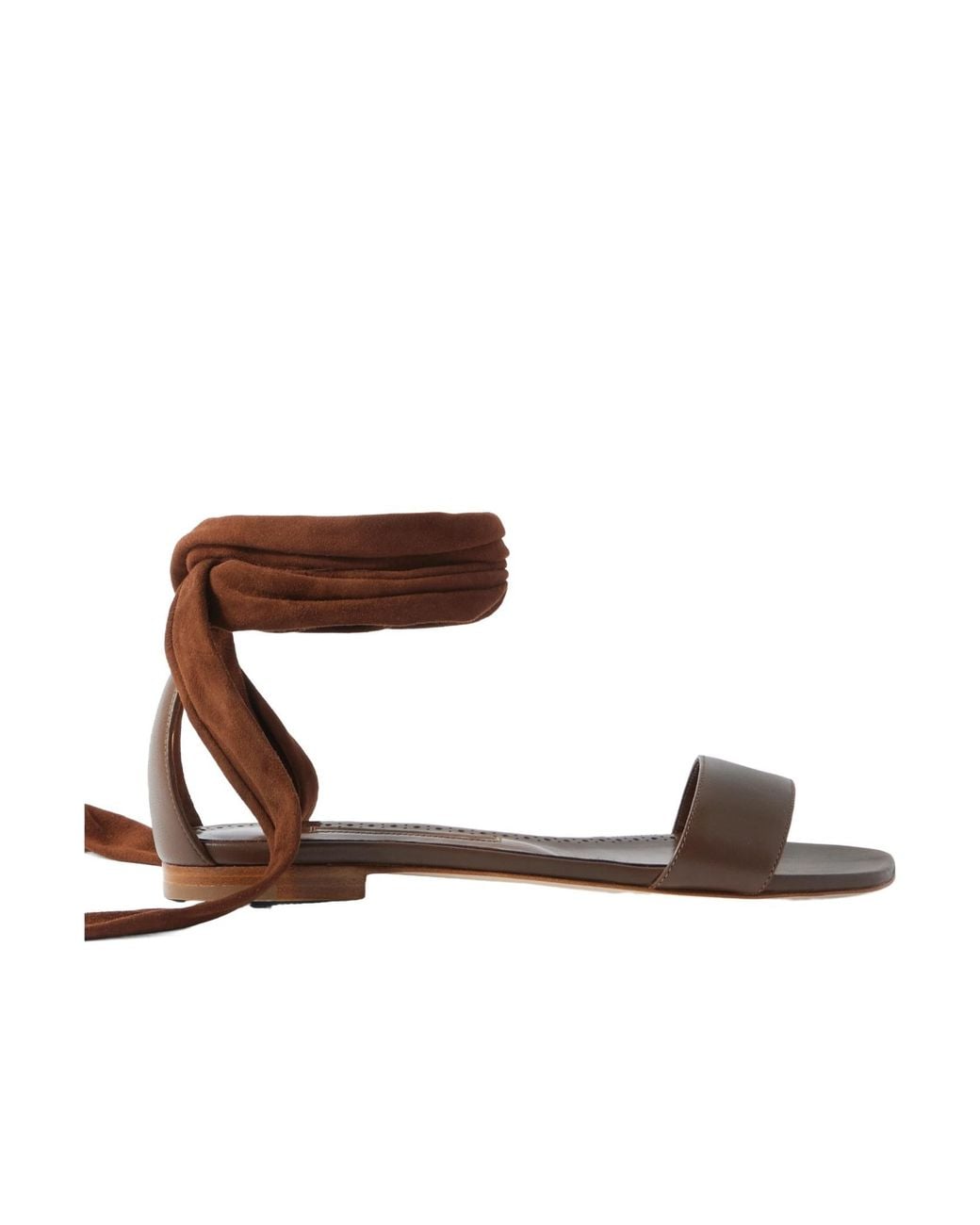 Manolo Blahnik Brown Strap-On Sandals