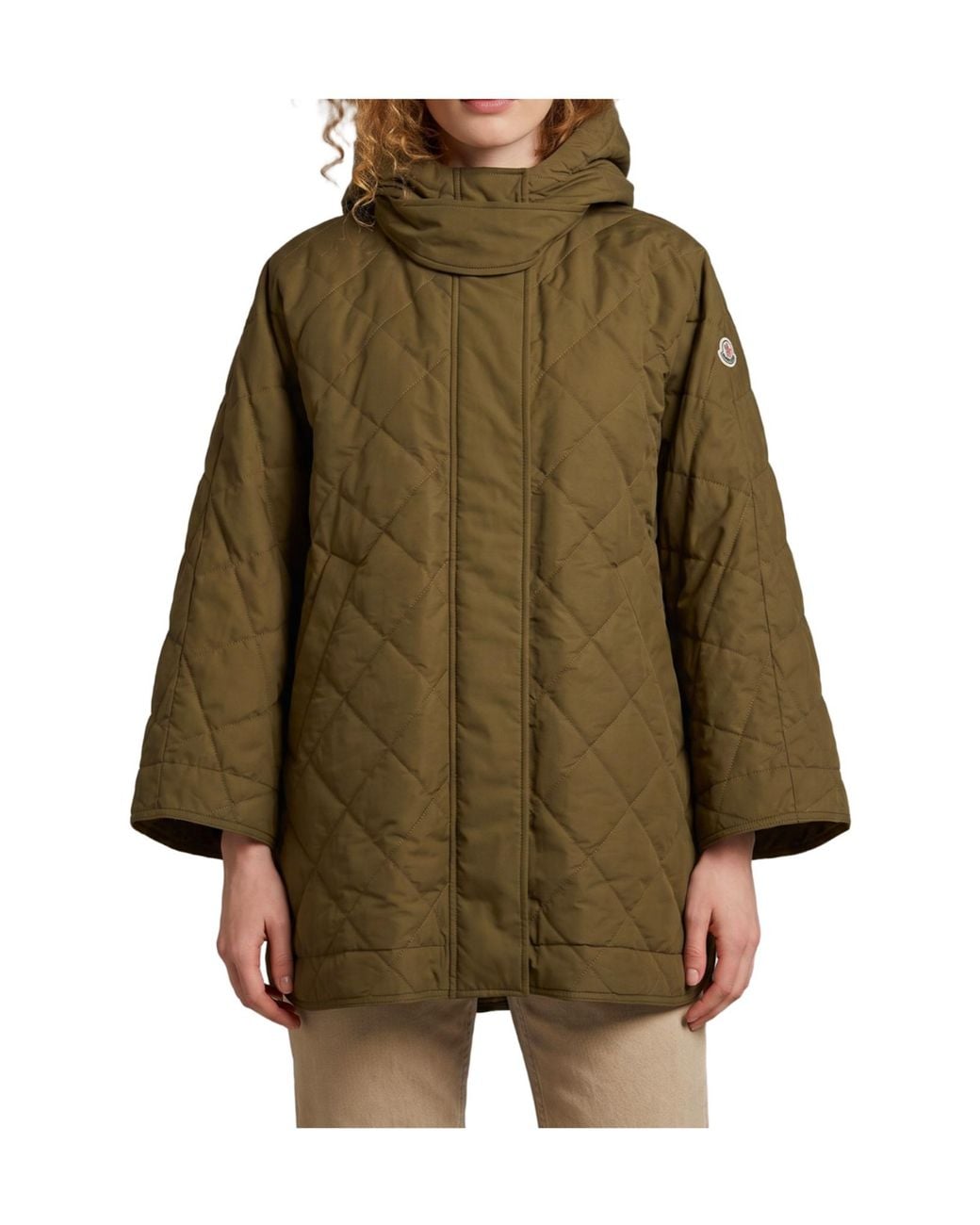 Moncler Green Diamond-Quilted Cape