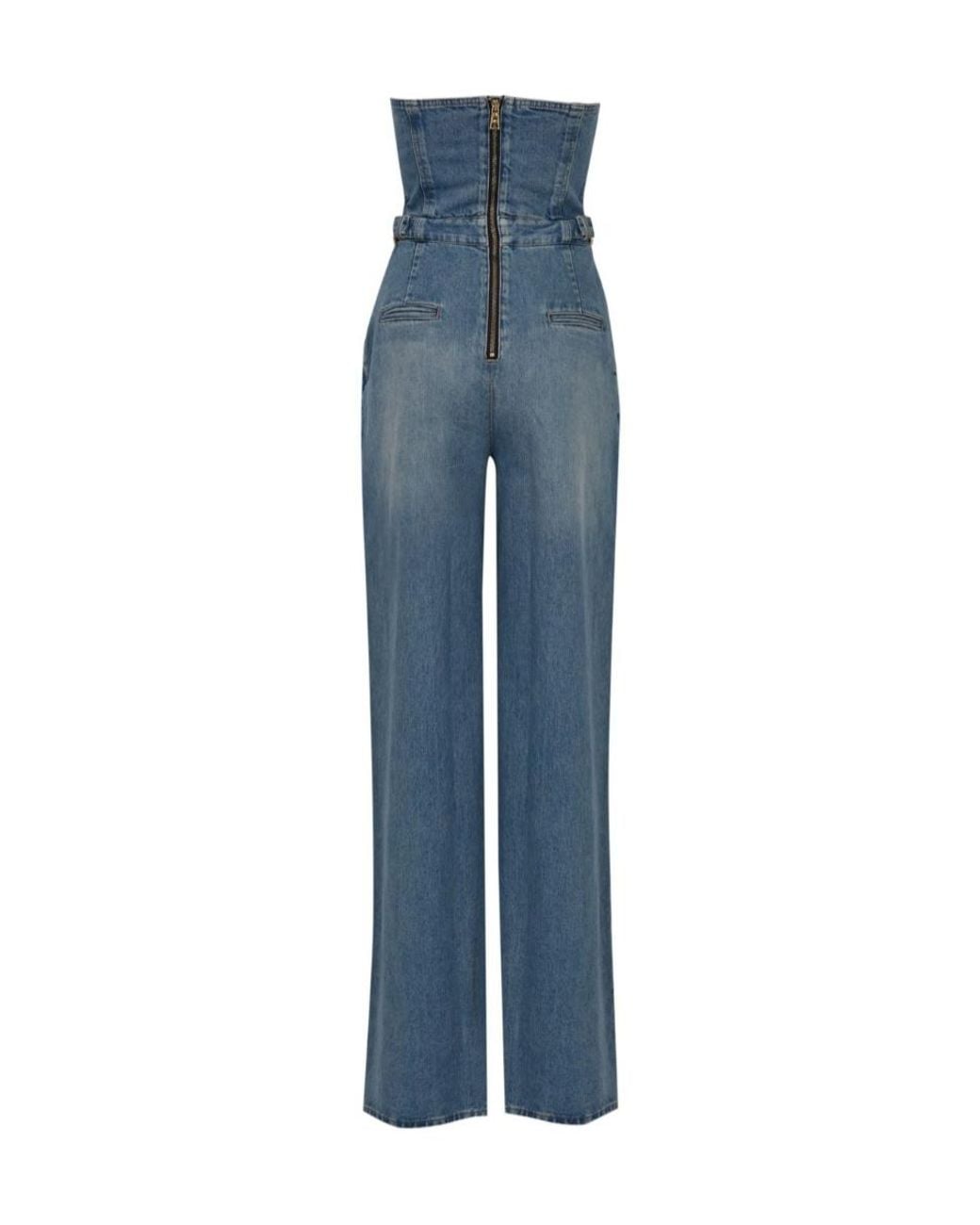 Elisabetta Franchi Blue Bustier Denim Jumpsuit