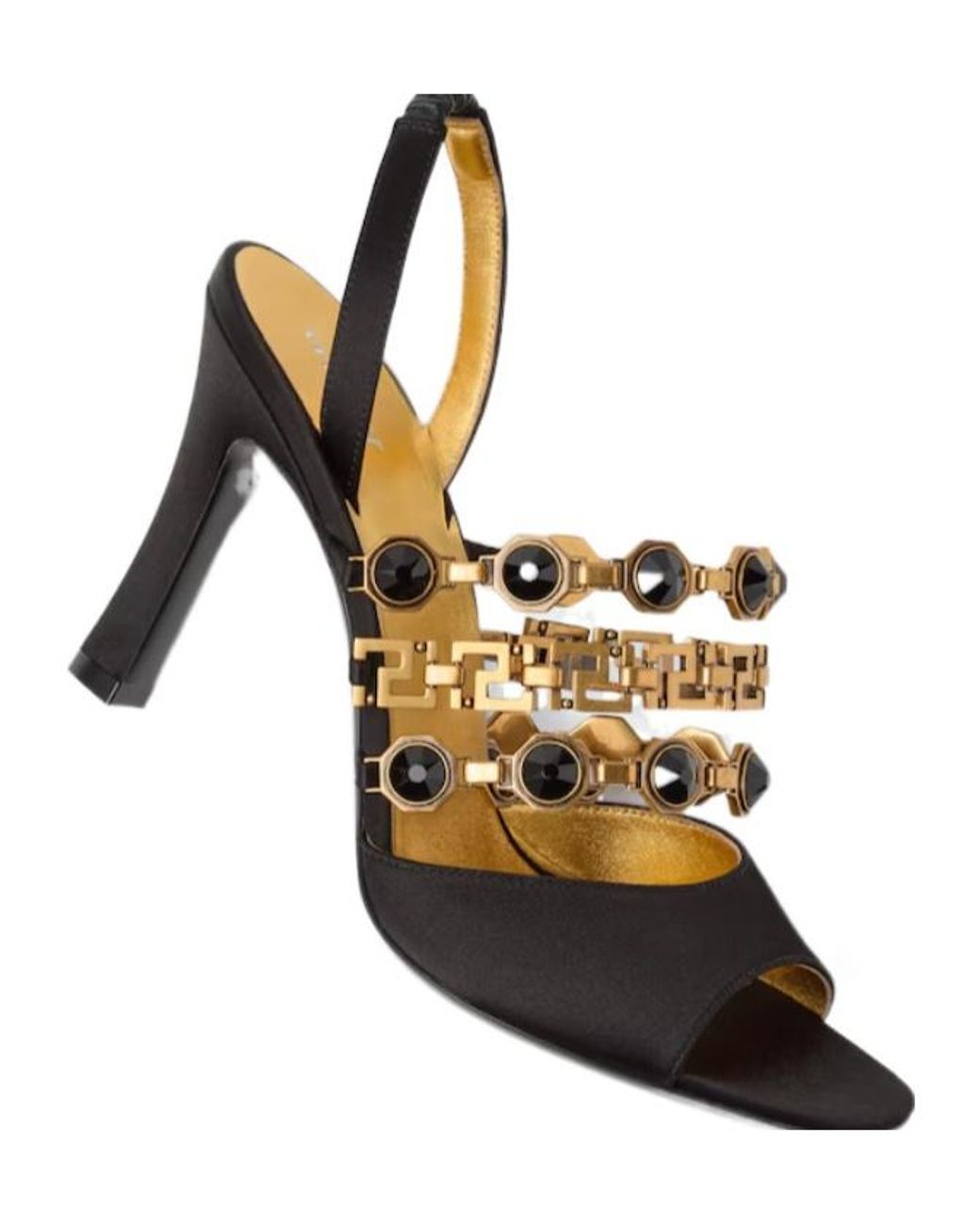 Versace Multicolor Embellished Slingback Heeled Sandals