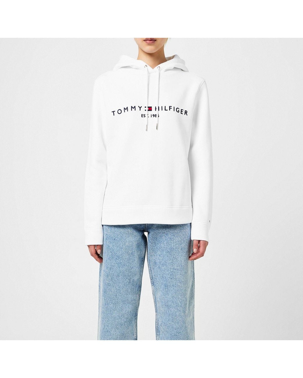 Tommy Hilfiger White Drawstring Hoodie