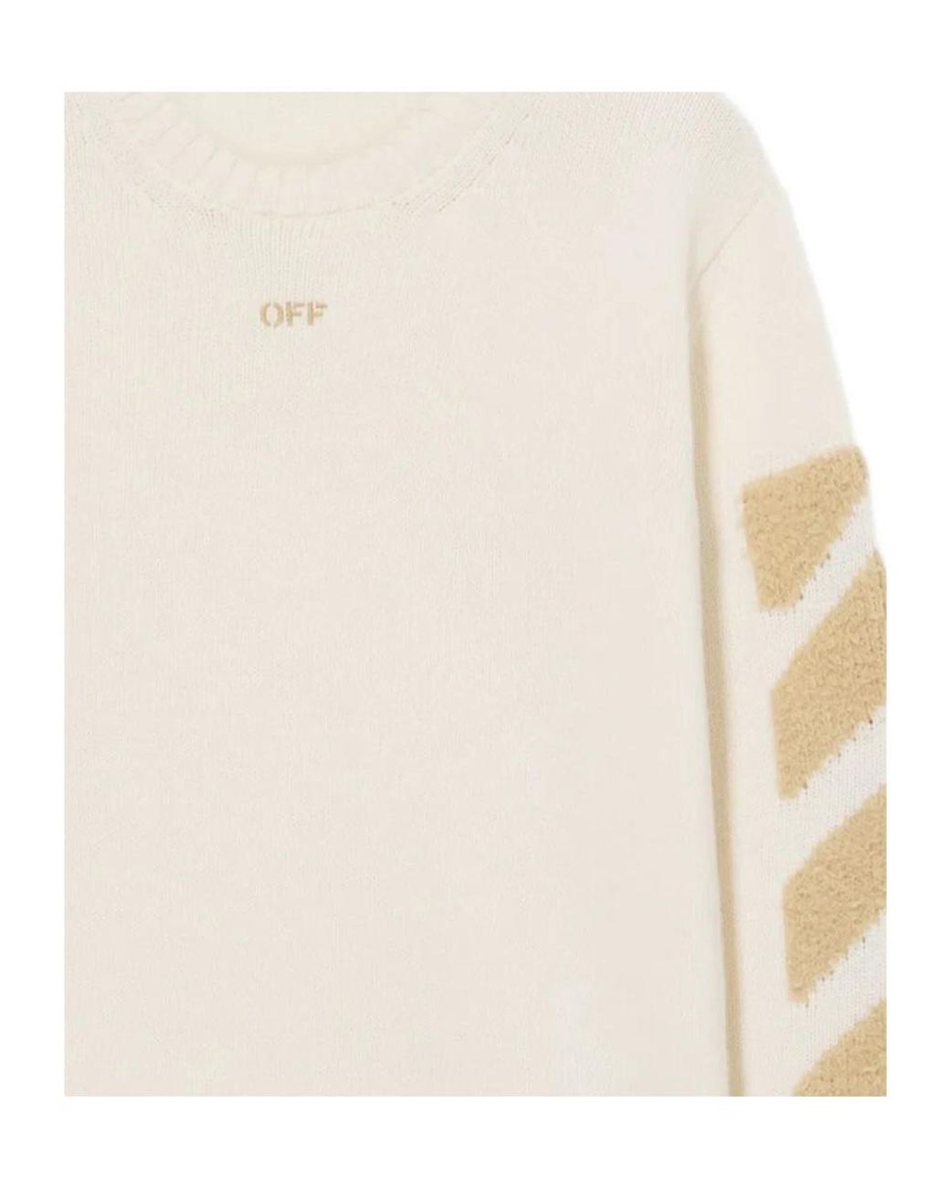 Off-White c/o Virgil Abloh White Brushed Diagonal-Sleeve Knitted Sweater for men