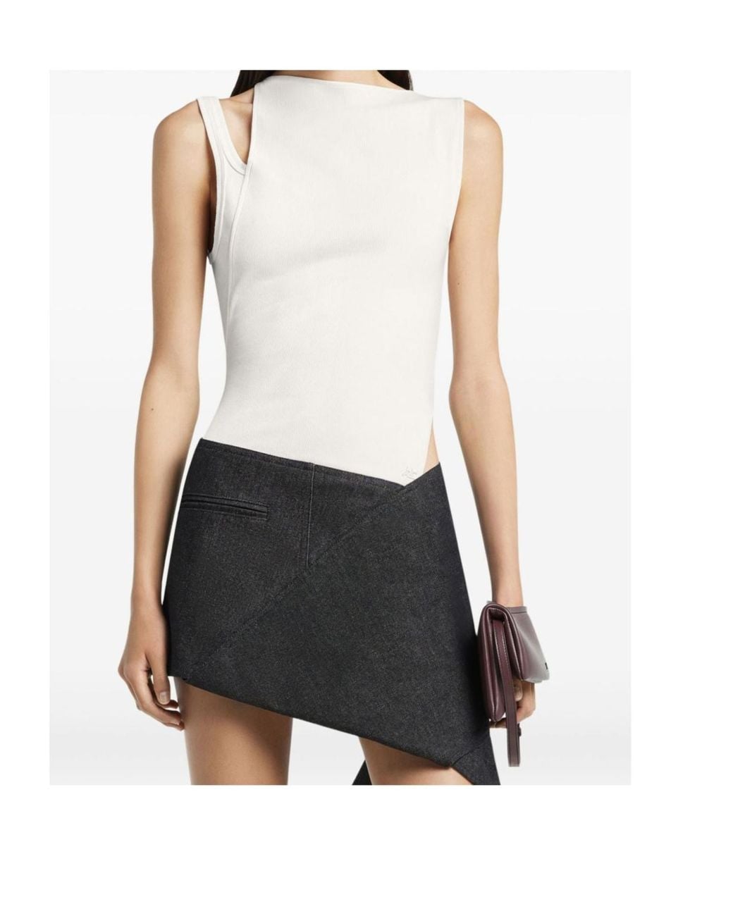 Courreges White Courrèges Oblique 90's Rib Top