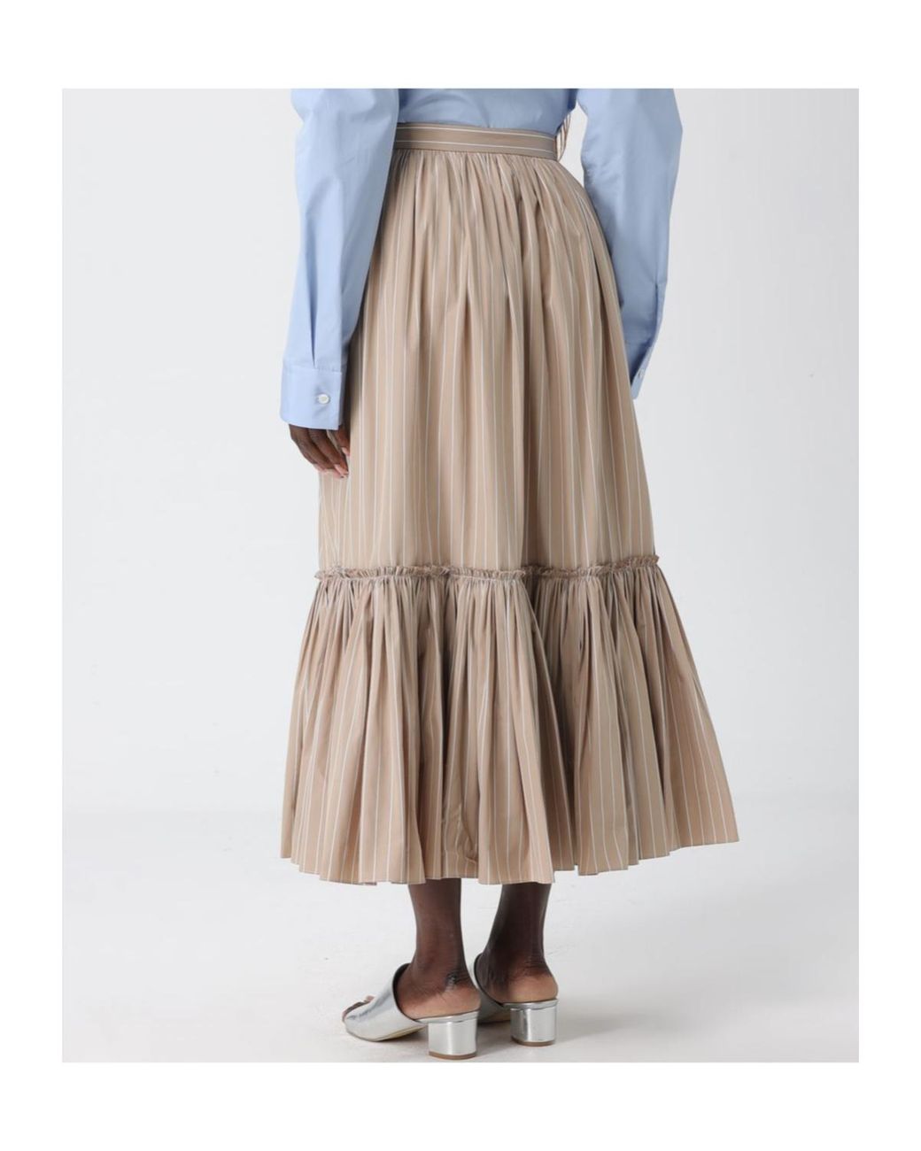 Jil Sander Blue Lightweight Striped Skirt