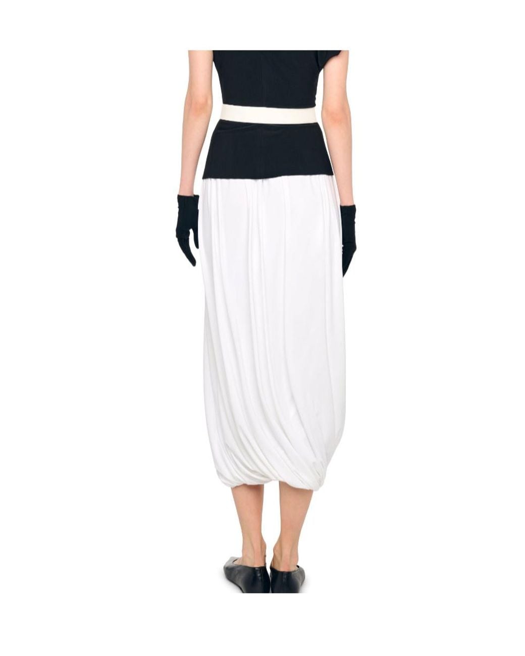 Norma Kamali Blue Gathered Midi Skirt