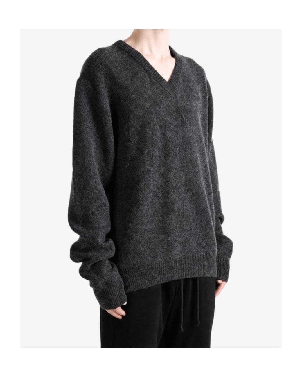 Lemaire Black V-Neck Wool Sweater for men
