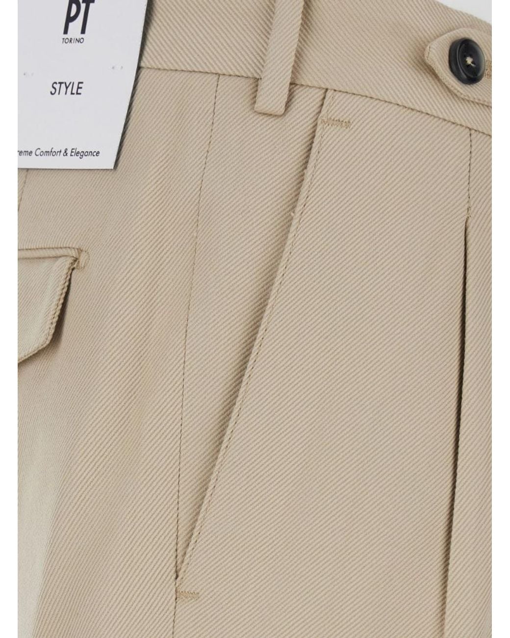 Pt Pantaloni Natural Pt Torino Pleated Regular-Fit Pants for men