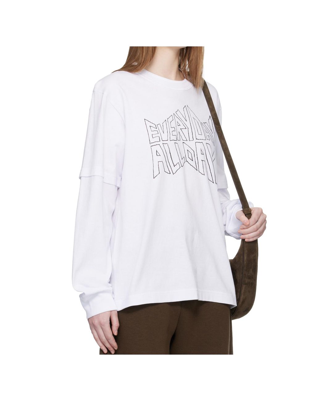 Sacai White Printed Long-Sleeved T-Shirt for men