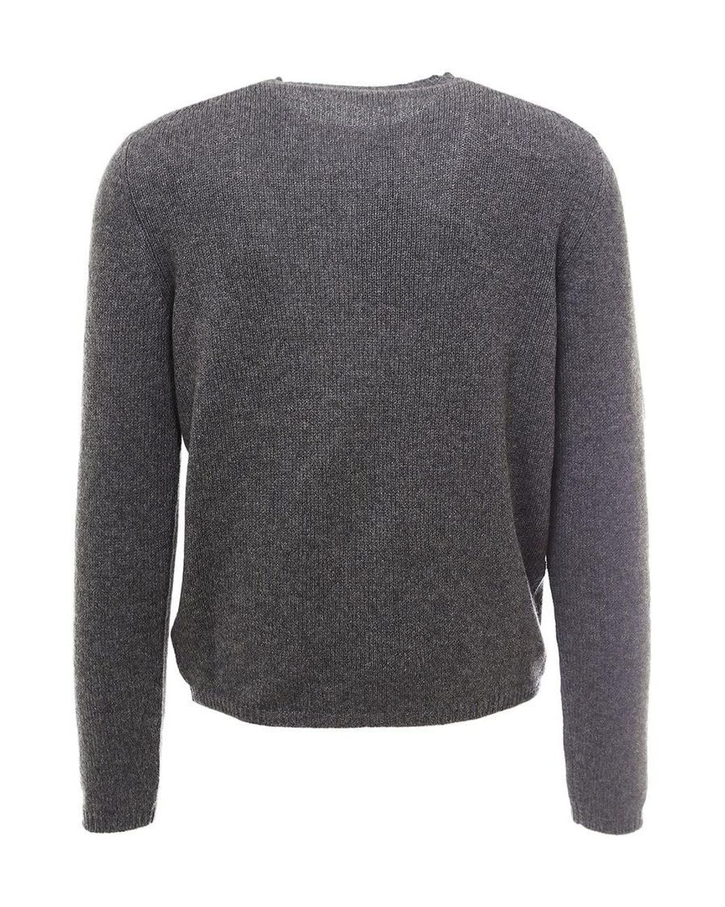 Prada Gray Crewneck Knitted Jumper for men