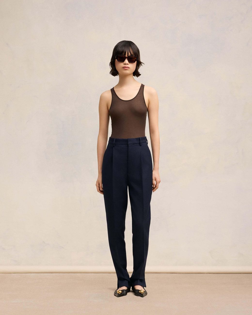 AMI Blue Ami High Waisted Cigarette Trousers