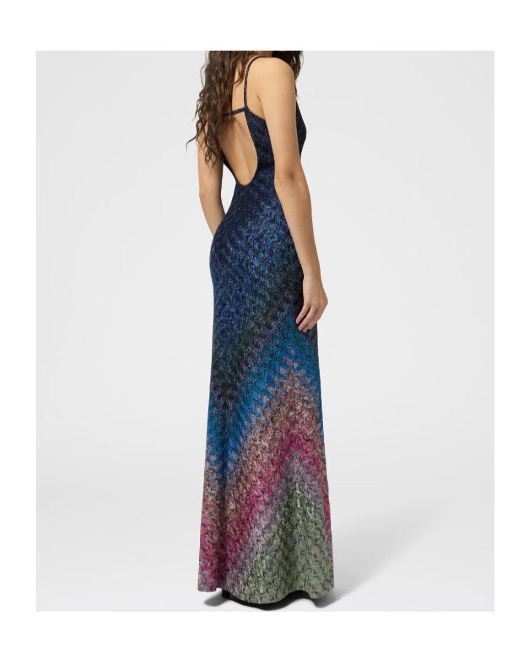 Missoni Blue Dégradé Viscose Lamé Long Dress