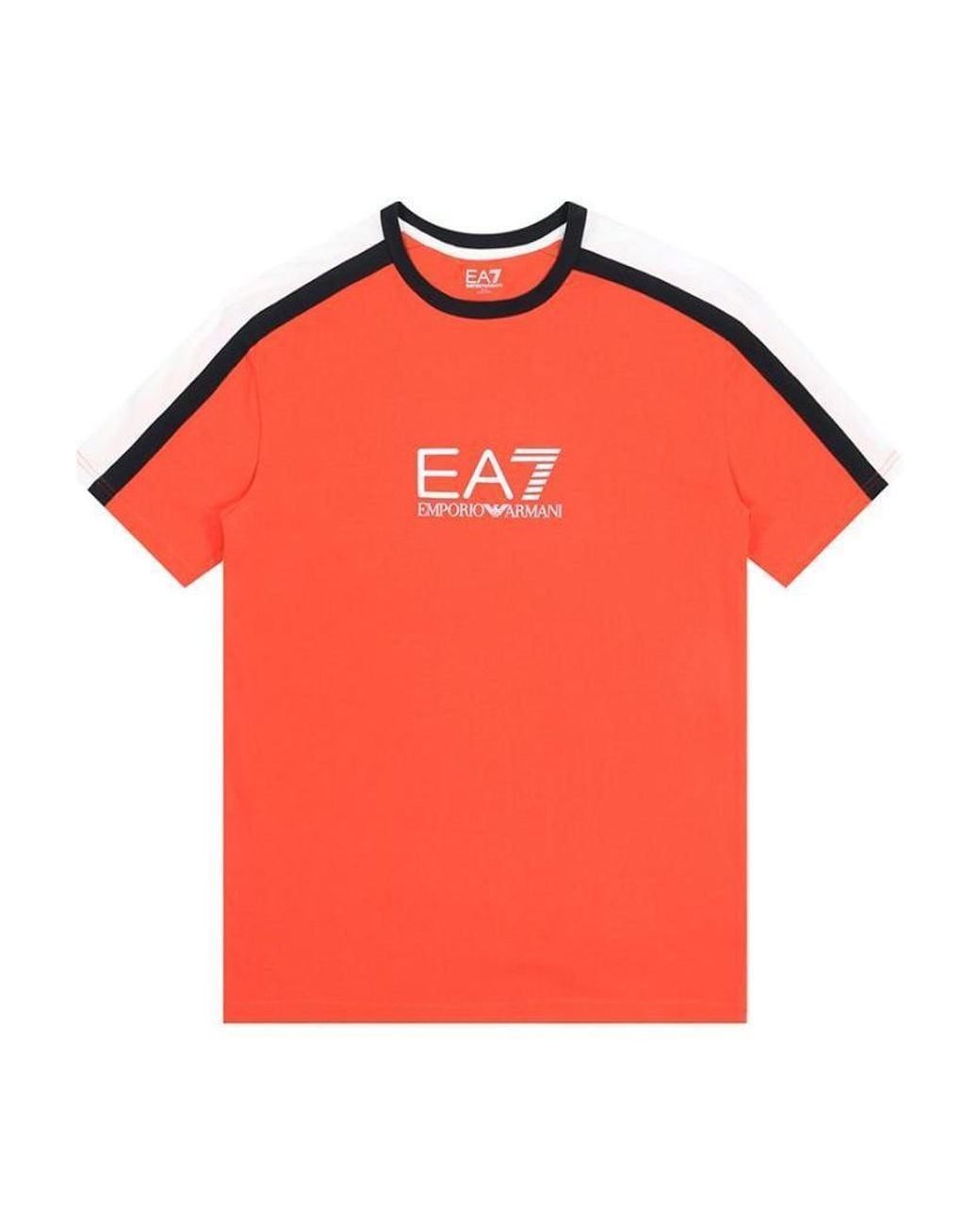 EA7 Red Logo Printed T-Shirt With Round Neck for men