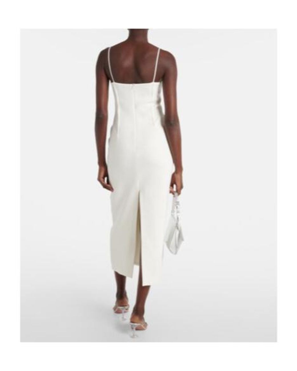 David Koma White Embellished Cady Midi Dress