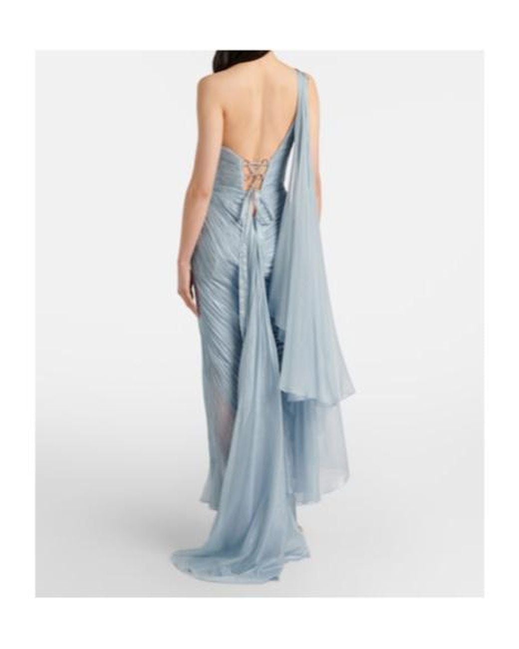 Maria Lucia Hohan Blue Florencia One-Shoulder Silk Gown