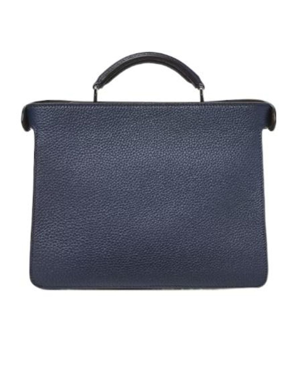 Fendi Blue Peekaboo Iseeu Small Dark Leather Bag for men