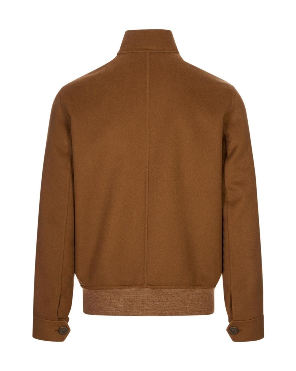 Canali Brown Zip-Up High-Neck Jacket for men