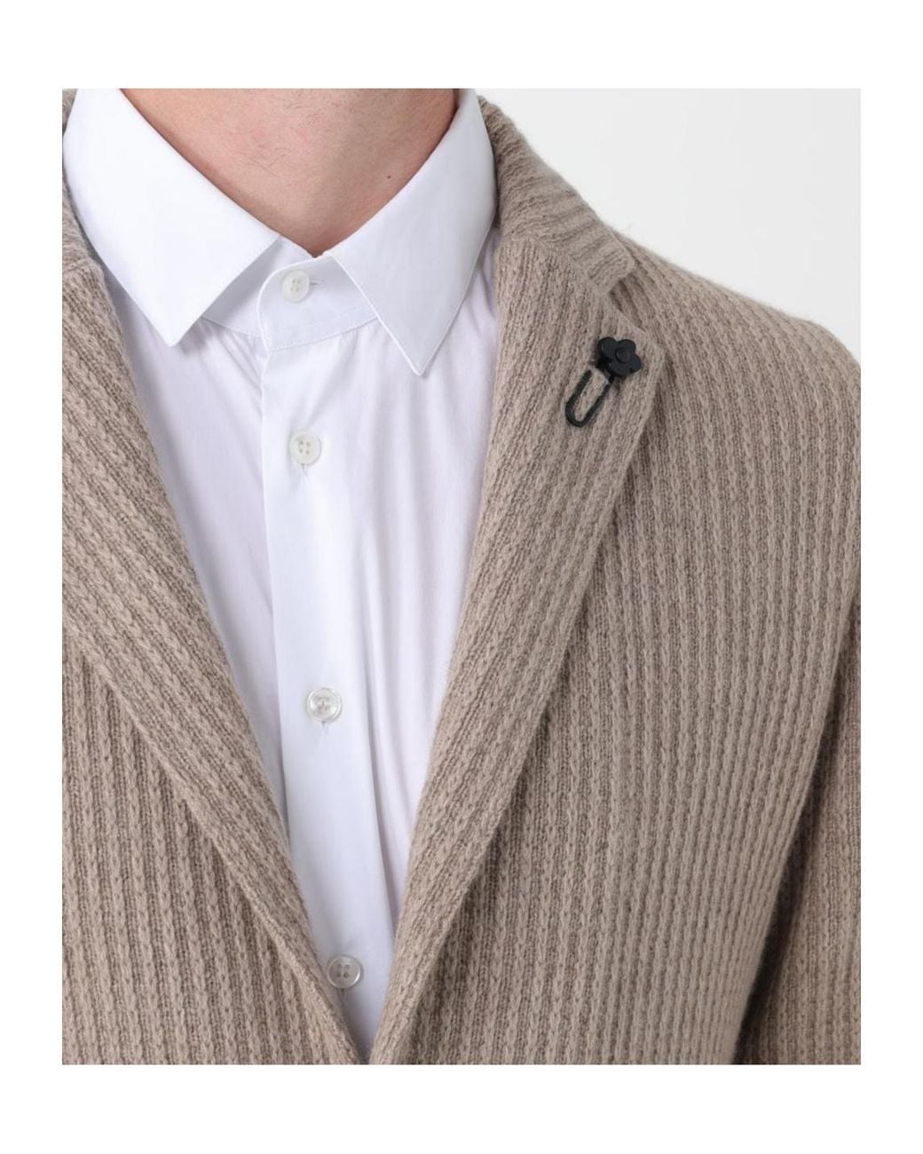 Lardini Brown Knitted Two-Button Blazer Cardigan for men