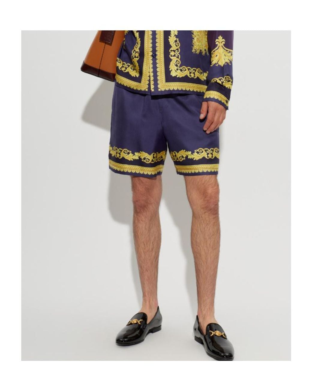 Versace Blue Printed Boardshorts for men