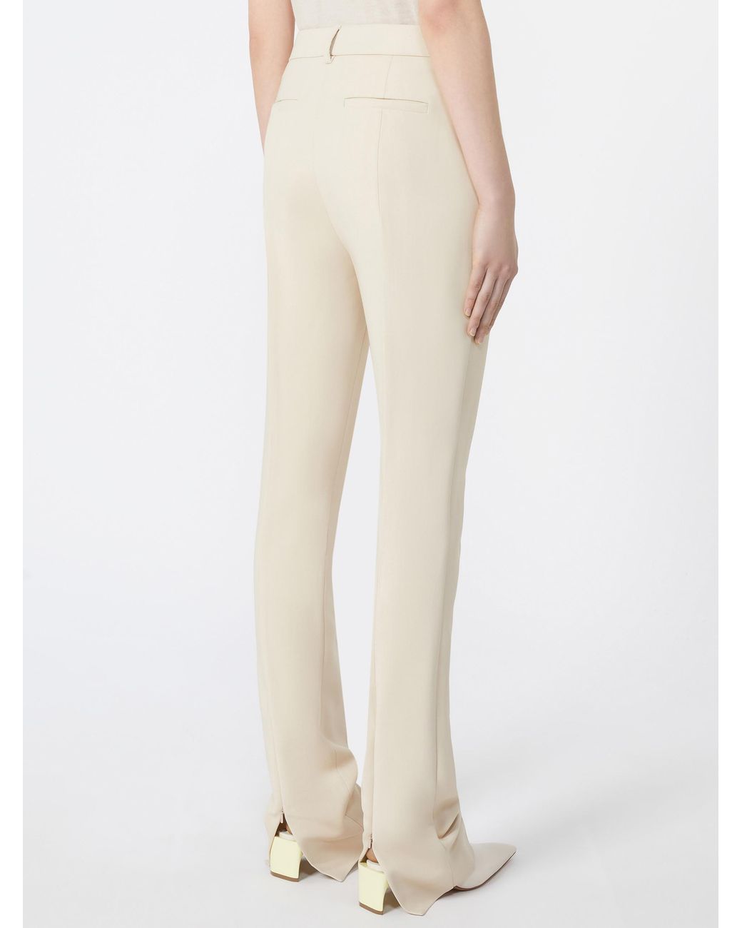 Sportmax White Fetta Pleated Straight Leg Pants