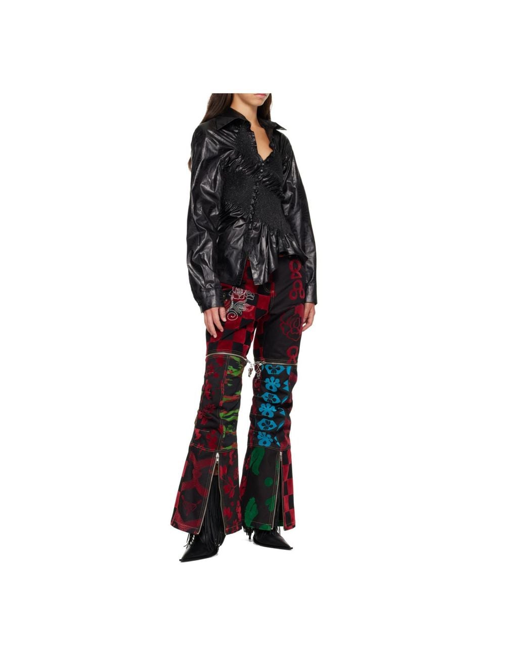 Chopova Lowena Red Bevo Wide-Leg Jeans