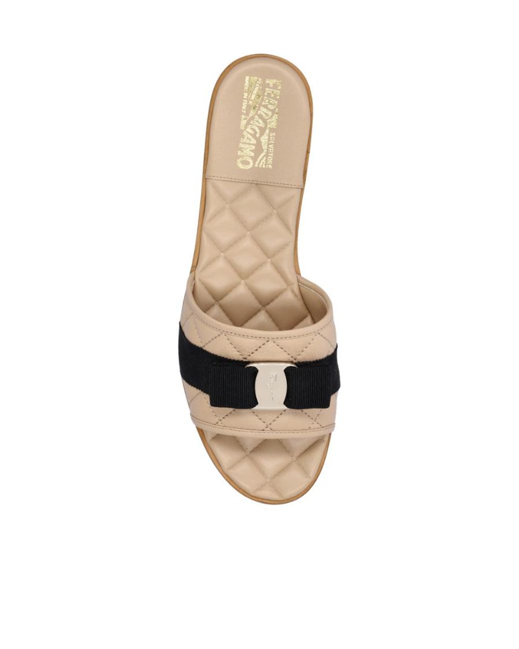 Ferragamo Multicolor Vara Bow Quilted Slides