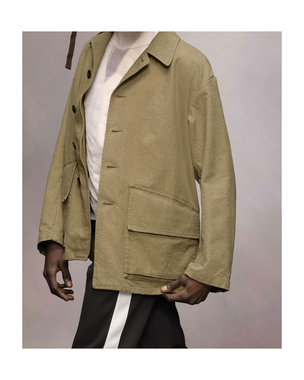 Maison Margiela Green Drop Shoulder Caban Jacket for men