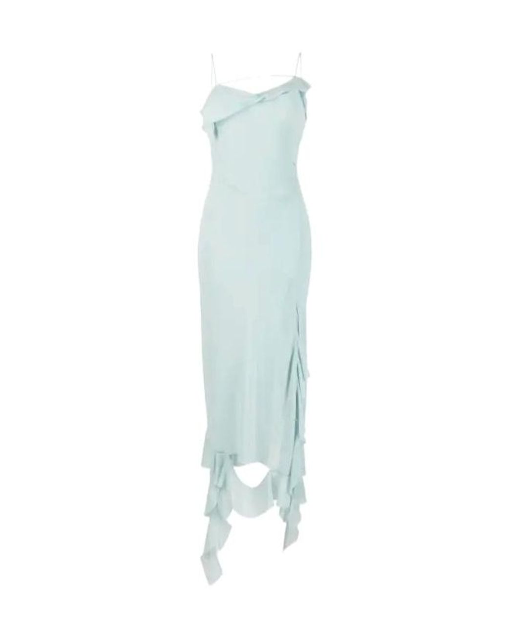 Acne Blue Asymmetric Ruffled Midi Dress