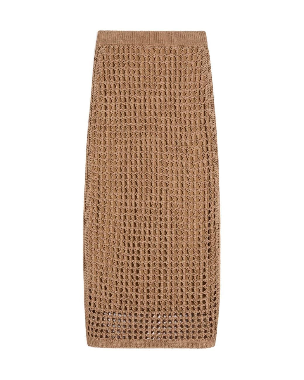 Max Mara Brown Cotton Woven Midi Skirt