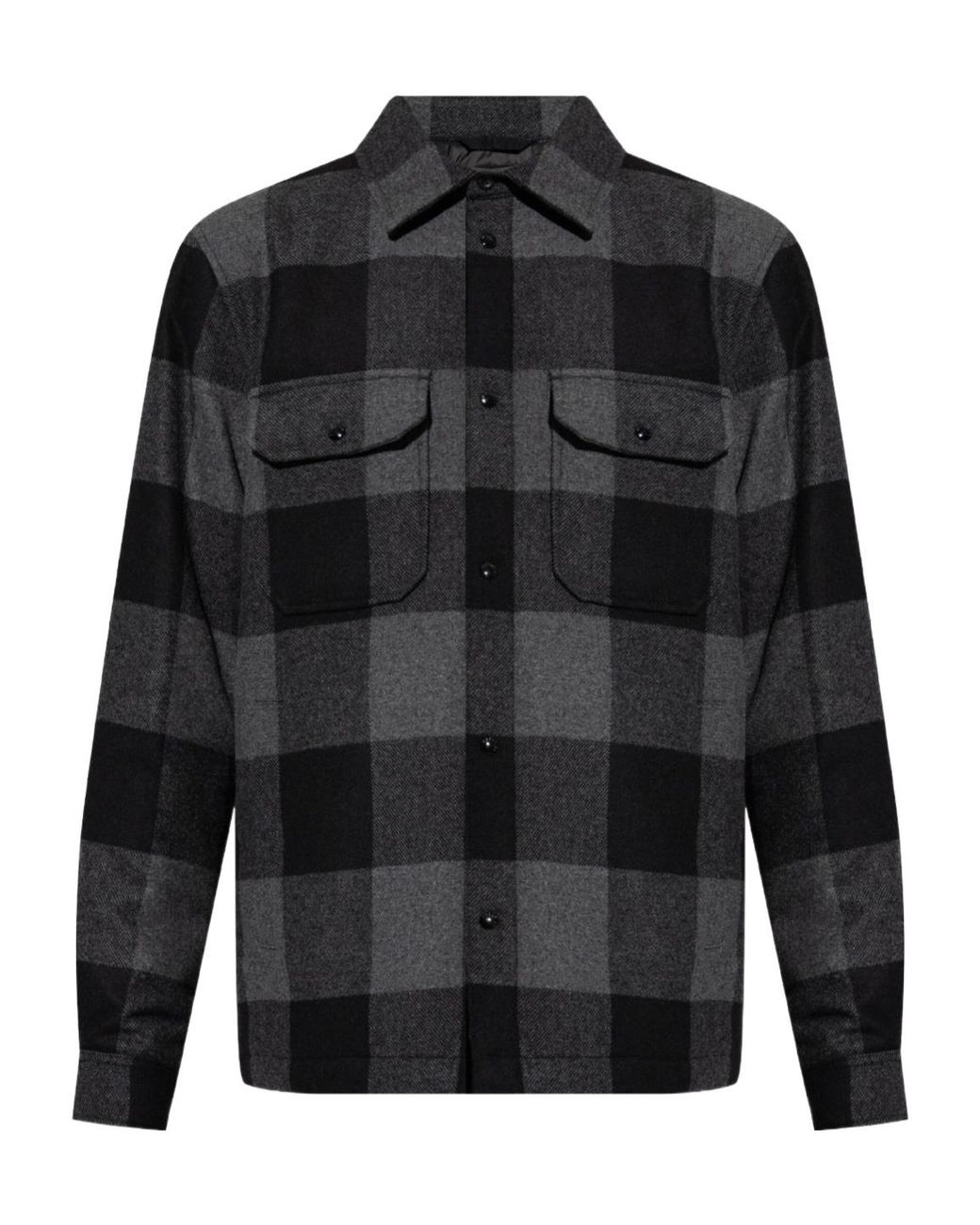 Woolrich Black Check-Pattern Wool Shirt for men