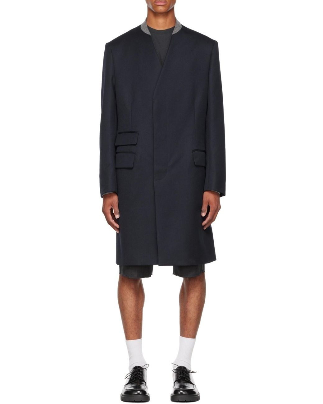 Maison Margiela Blue Single-Breasted Coat for men