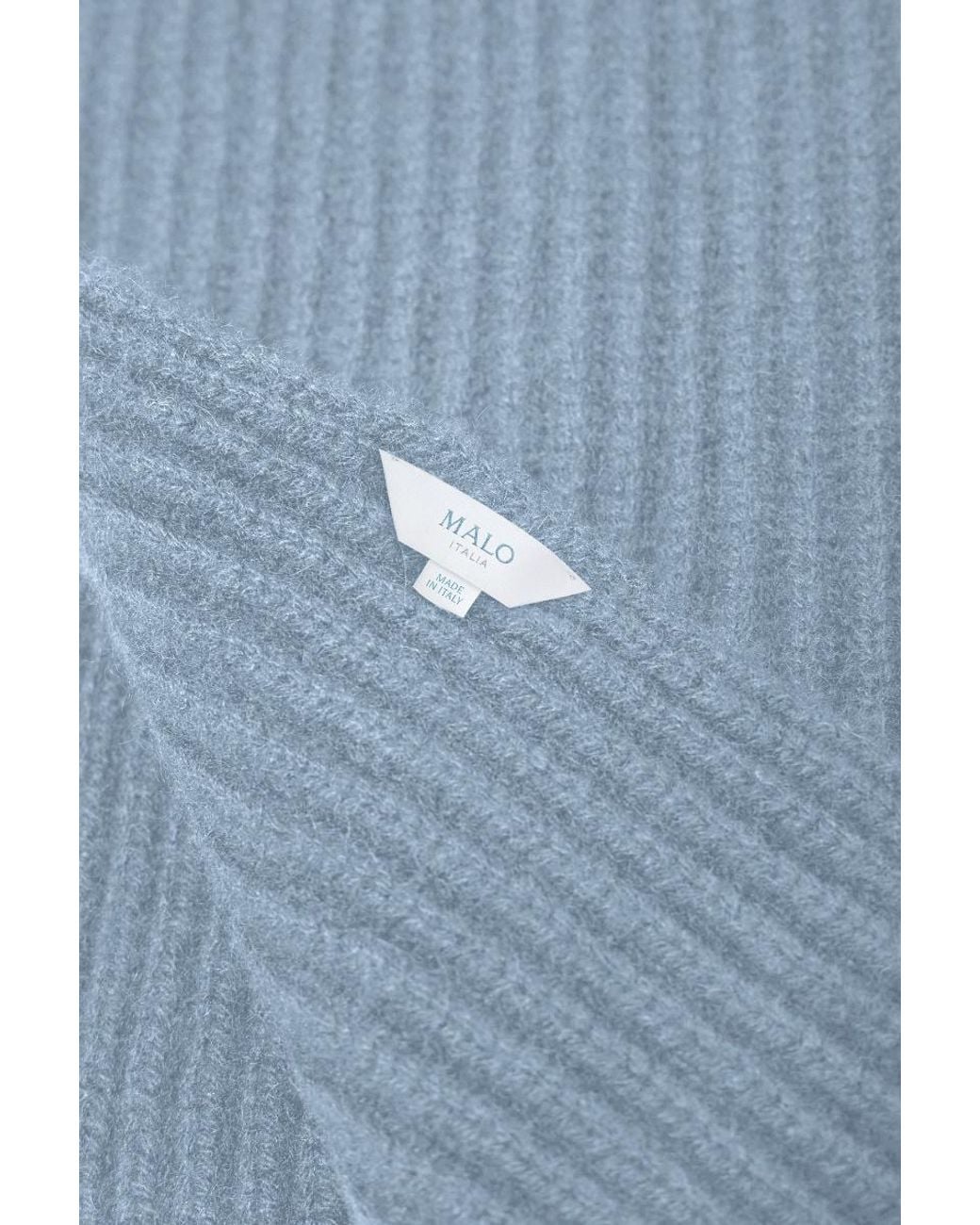 Malo Blue Ribbed-Knit Cashmere Scarf for men