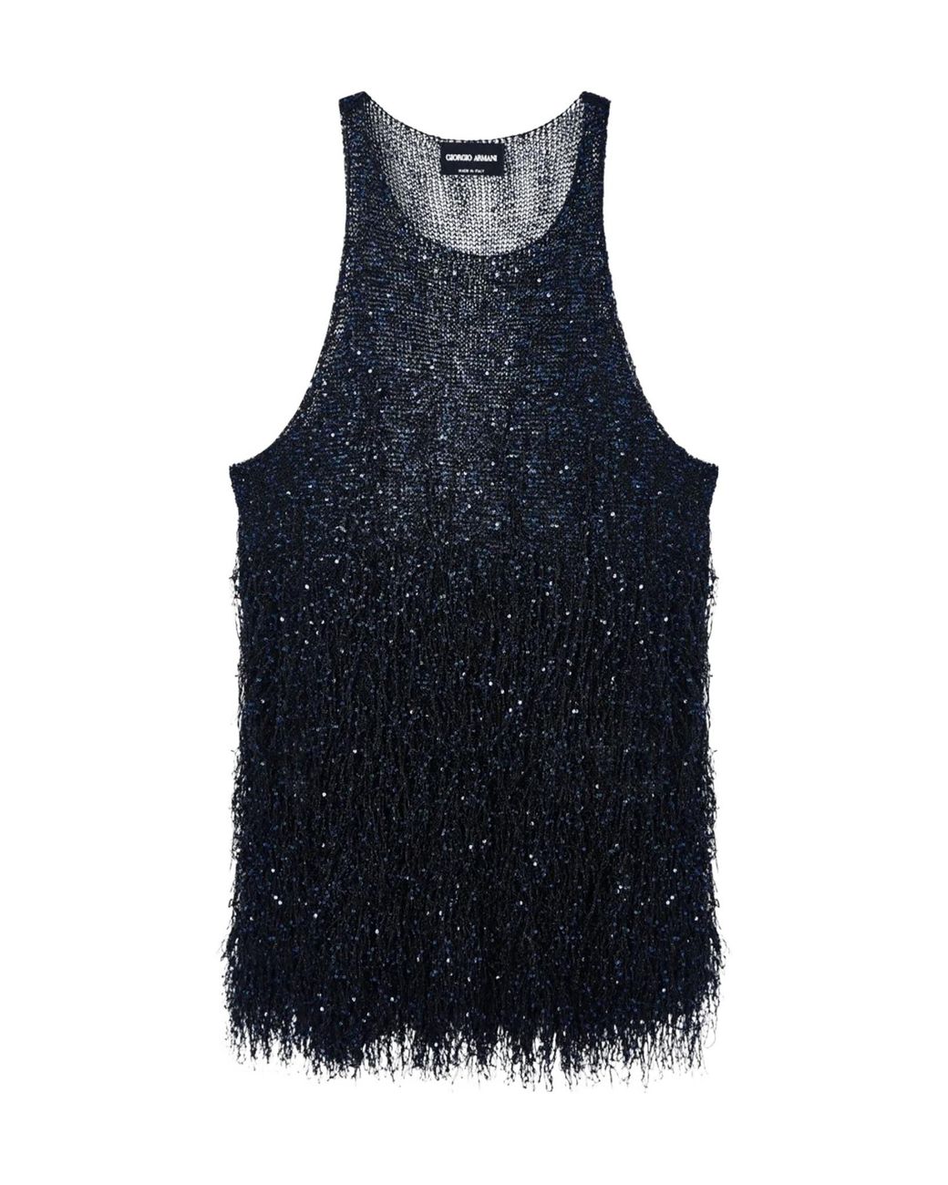 Giorgio Armani Blue Sleeveless Fringed Top