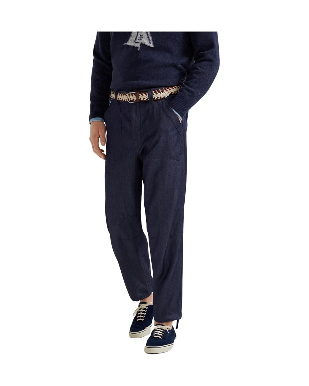 Brunello Cucinelli Blue Button-Fastening Trousers for men