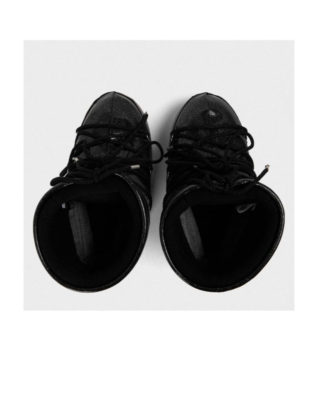 Moon Boot Black Glitter Patent Snow Boots