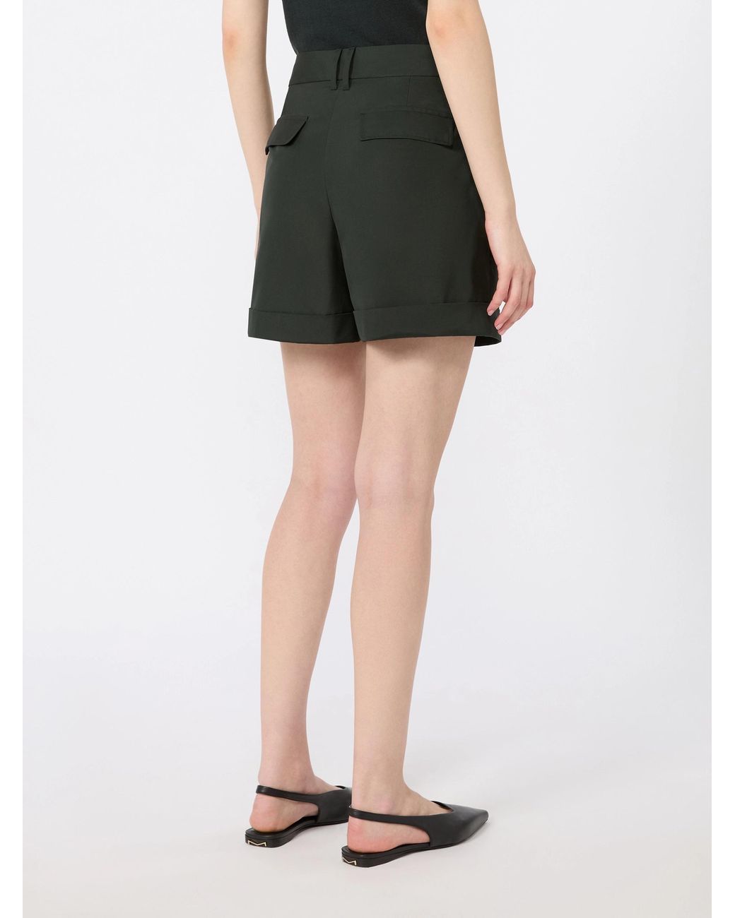 Max Mara Green Ubino Pleated-Front Cuffed-Hem Shorts