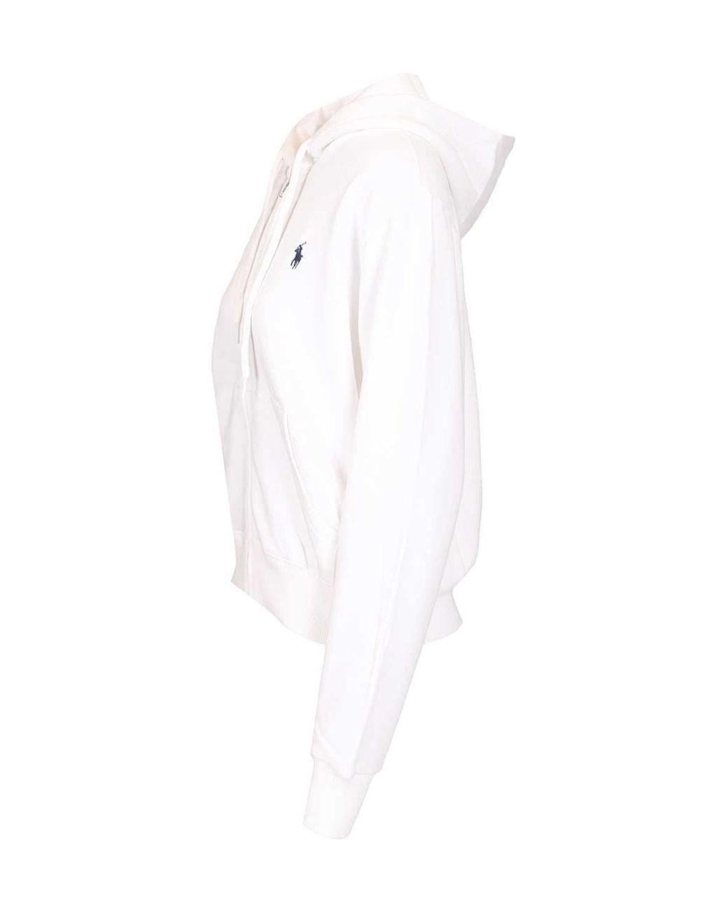 Polo Ralph Lauren White Full-Zip Drawstring Hoodie