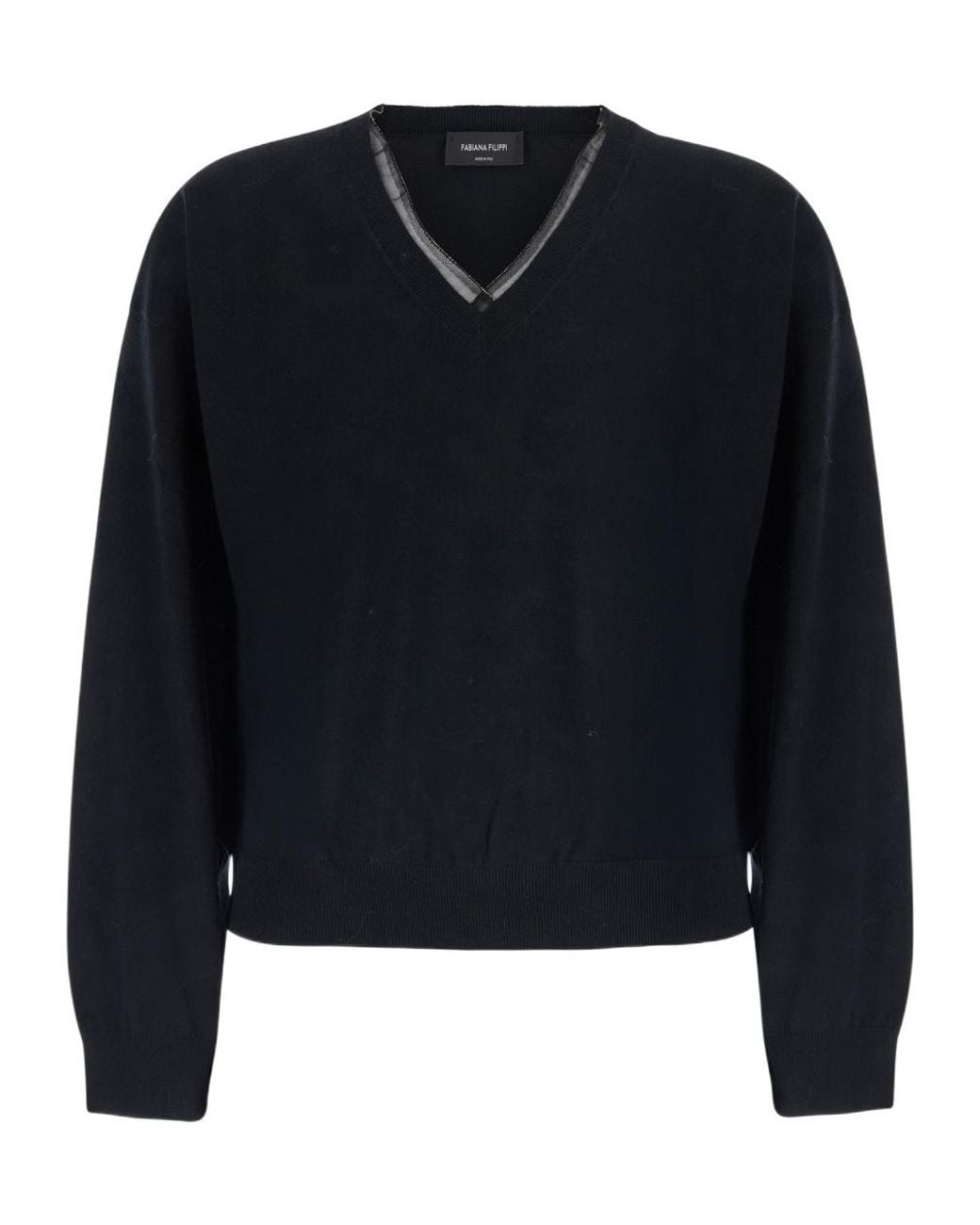Fabiana Filippi Blue Trim V-Neck Jumper